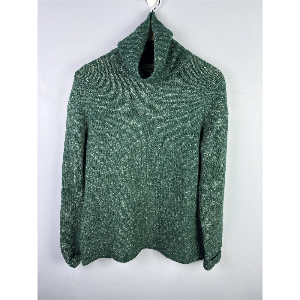 L.L. Bean Heathered Forest Green Wool Blend Turtleneck Sweater Size Medium